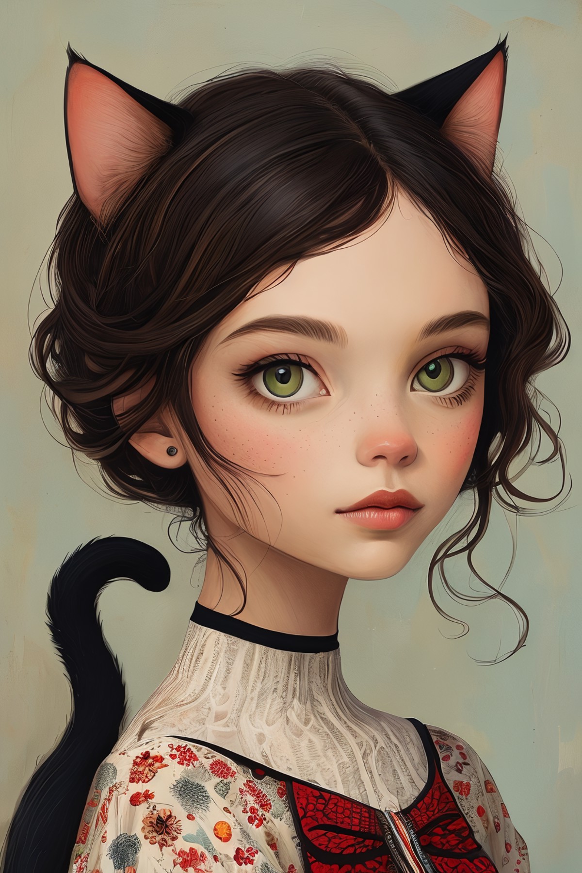 masterpiece,best quality,<lora:tbh146-:0.7>,portrait of cat,illustration,style of Karla Gerard,